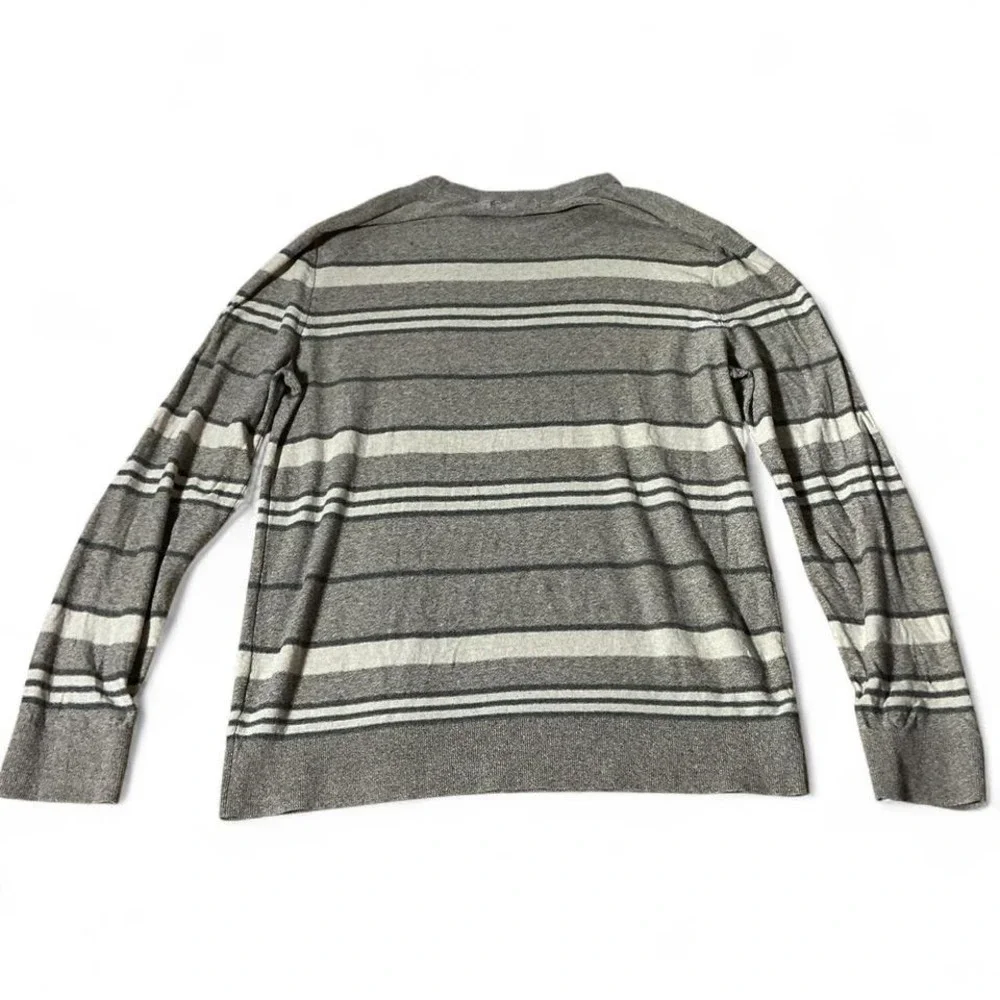 Banana Republic Mens Silk Linen Striped Crewneck Sweater‎ Old Money White L